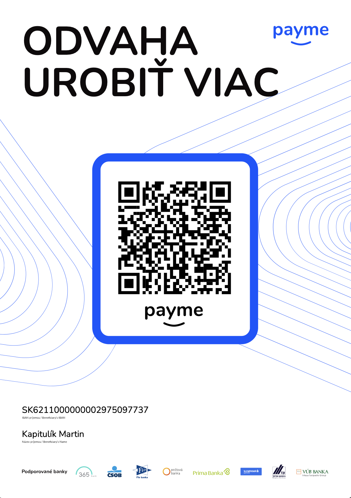 QR kód platby na transparentný účet Martina Kapitulíka